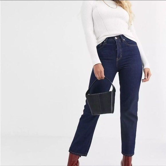 Topshop Women’s Editor Jeans Straight Leg In Dark Wash - Picture 1 of 9